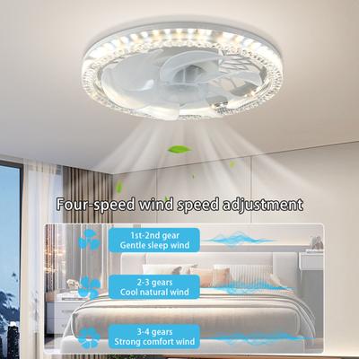 Современный светодиодный потолочный вентилятор 2-в-1. Основание преобразователя E27. 4 режима скорости. Низкий уровень шума, регулировка яркости. Энергоэффективный потолочный вентилятор со светодиодной лампой.