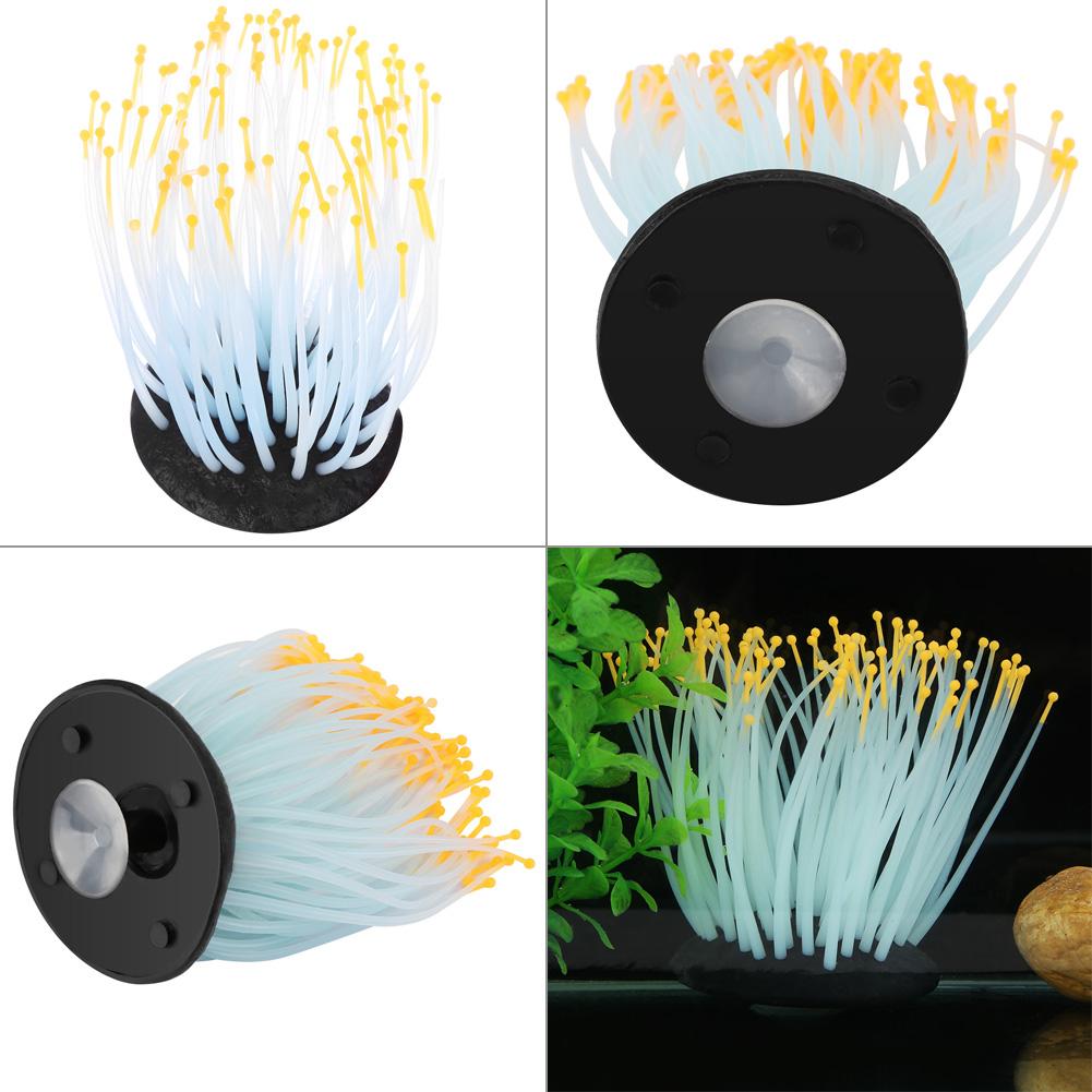 Vivid Artificial Coral Plant Ornament for Aquarium Underwater Fish Tank Night Light Orange