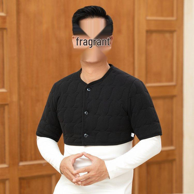 Мужской зимний бархатный стеганый жилет - Теплый, свободного кроя, с защитой плеч и шеи для людей среднего и пожилого возраста