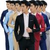 Korean Style Slim Fit Men's Blazer - Solid Color One-Button Casual Suit Jacket