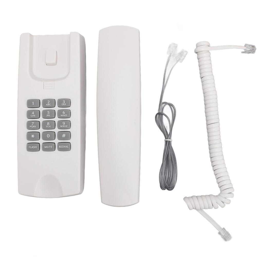 Проводной телефон ABS Настенный стационарный телефон с регулировкой громкости, функциями отключения звука и повторного набора для офиса, гостиницы, белый