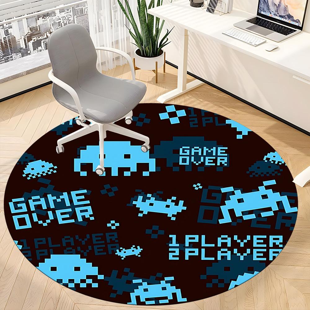 1pc Space Gaming Office Round Area Rug, Indoor Mat Suitable For Office, Under Office Chairs Bedroom Living Room Home Decor, Room Deco
