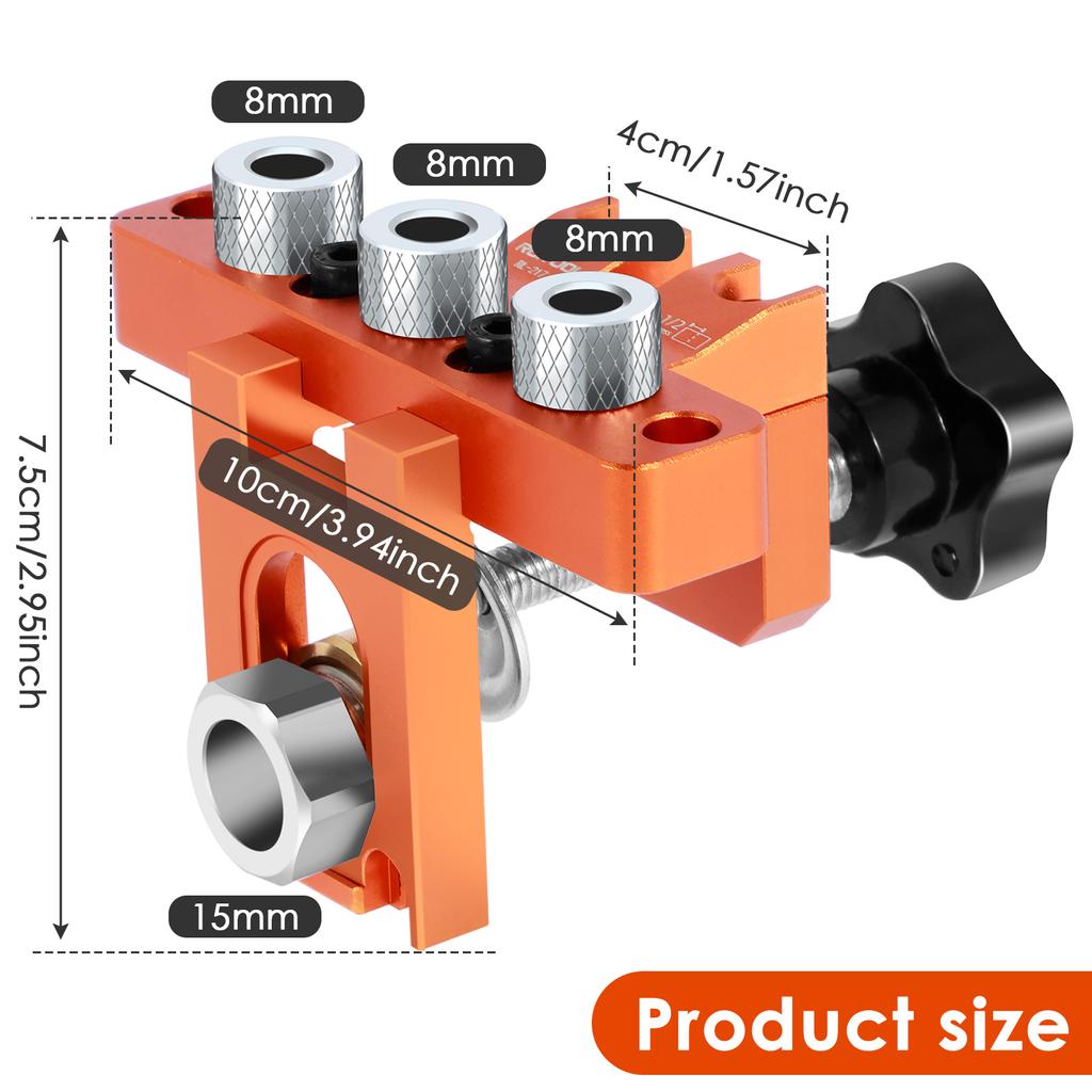 3 в 1Dowel Cam Jig Набор для установки дюбелей Направляющая для сверления Дюбелей Jig Карманный дырокол Jig Локатор Инструменты для деревообработки Отверстие 8/10/15 мм