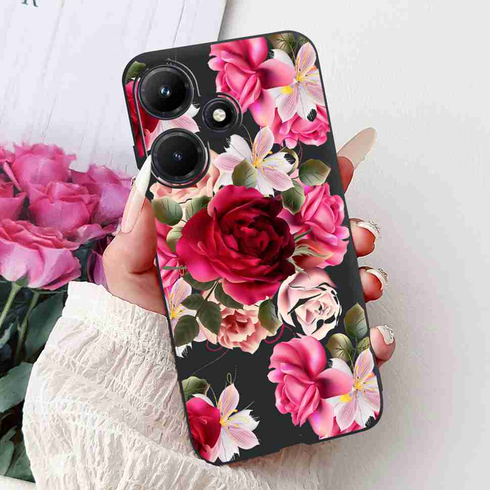 For Infinix Hot 30i 6.56" Case Tiger Luxury Flower Butterfly Silicone Soft Black Cover For Infinix Hot30i 30I X669C Phone Cases