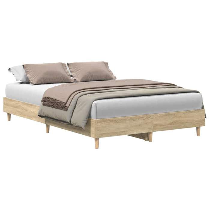 VidaXL Bed Frames Without Mattress Sonoma Oak 140x190 Cm, Bedroom Furniture, Bed Base, Double Bed, Bed, Bed Frame, Bed 861059