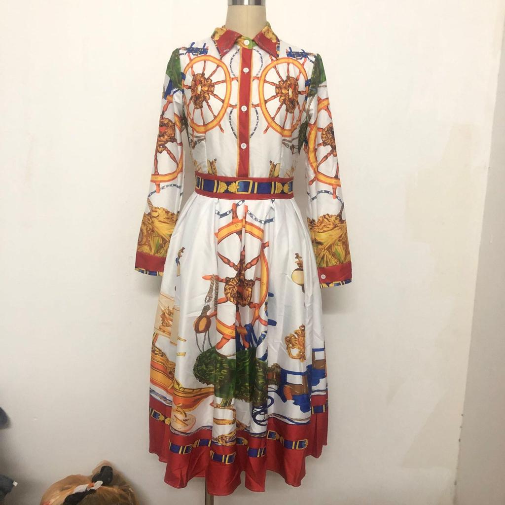 Variety of Colors and Sizes: Lapel High Waist A-Line Dress