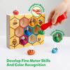 Wooden Early Education Beehive Game Color Sorting Clamp Bee To Hive Toy  Color Cognition