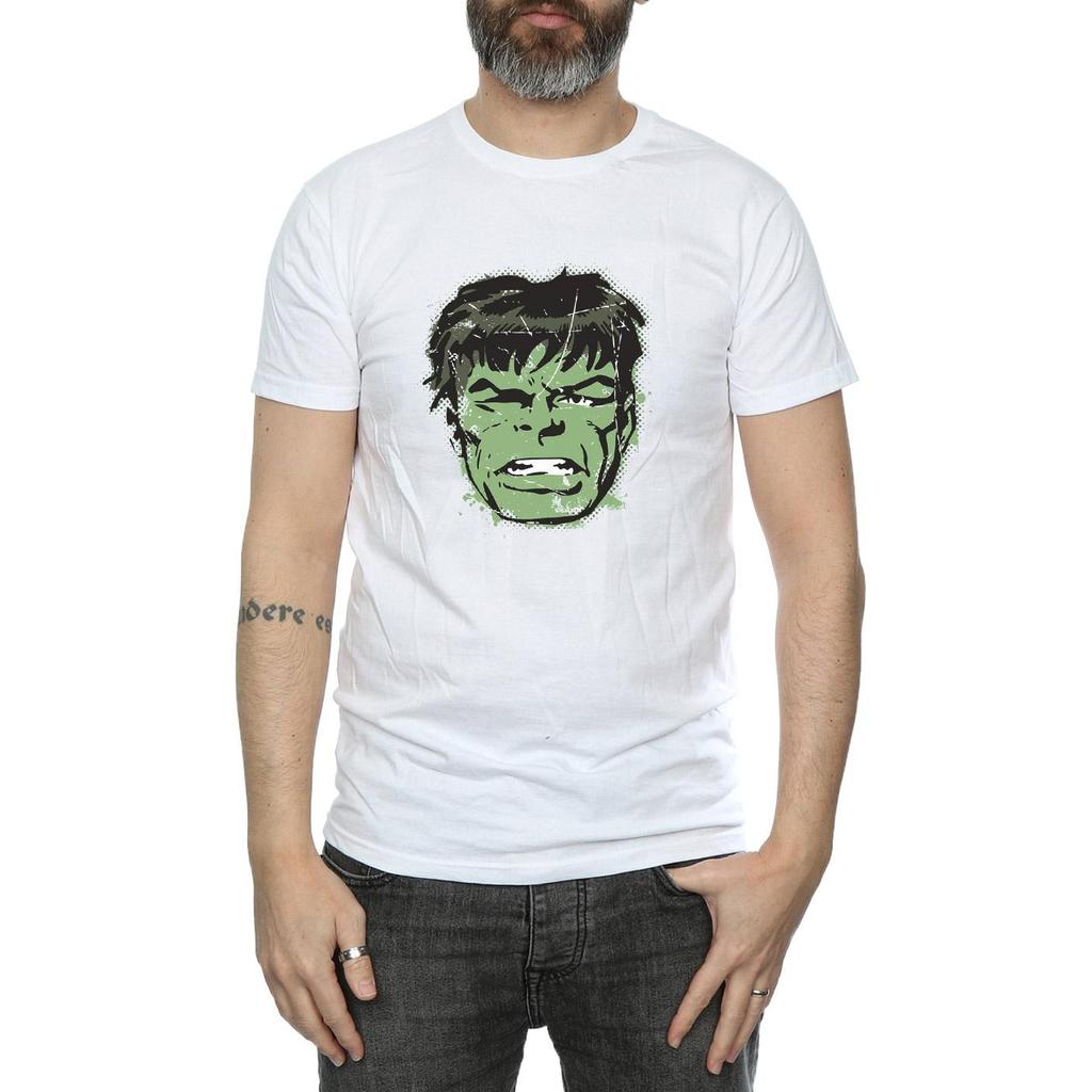 Marvel Mens Incredible Hulk Distressed Face T-Shirt