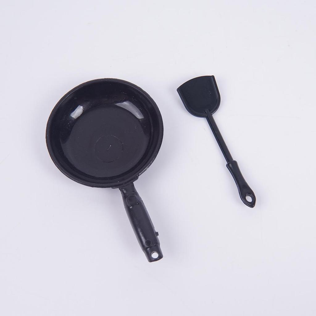Миниатюрный кухонный гарнитур для кукольного домика: Игрушечный вок, сковорода, кастрюля и ложка