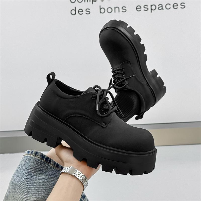 Новые мужские туфли дерби с увеличенным голенищем универсальные ретро туфли с большой головкой на платформе черные круглые 71133-J