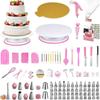296-Piece Cake Decorating Kit With Rotating Turntable Piping Tips TPU Bags Stainless Steel Tools Home Bakery