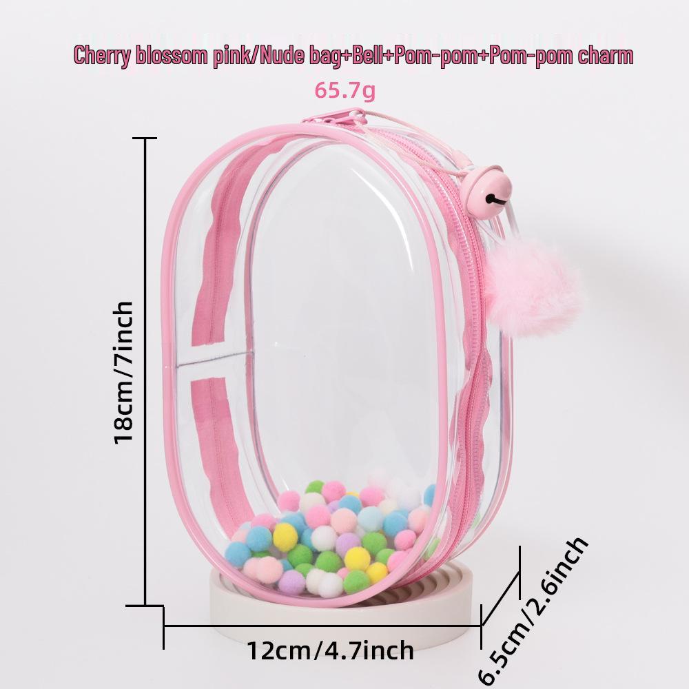 High-Transparency Thickened PVC Cotton Doll Storage Bag - Dustproof, Cute, Hanging, Transparent Q Round Design