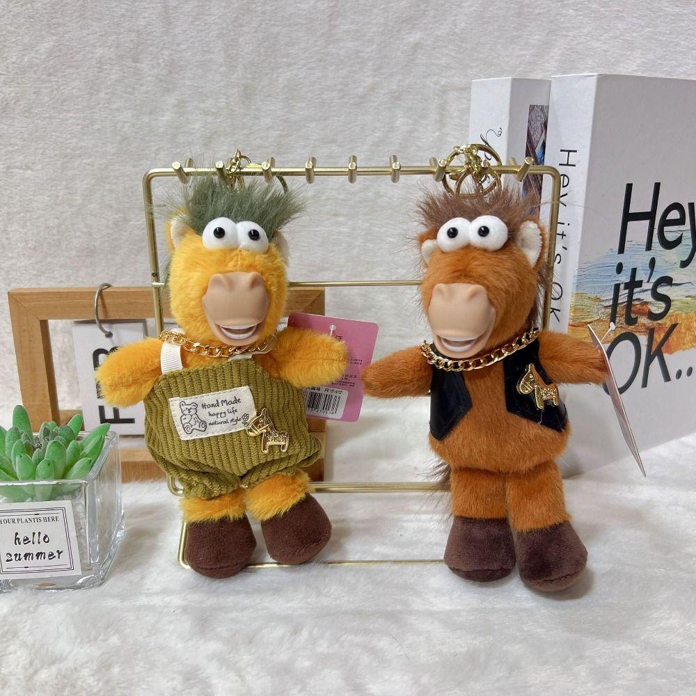Fun Pony Pendant Quirky Cartoon Steed Doll Adorable Plush Horse Key Chain Festive Decor