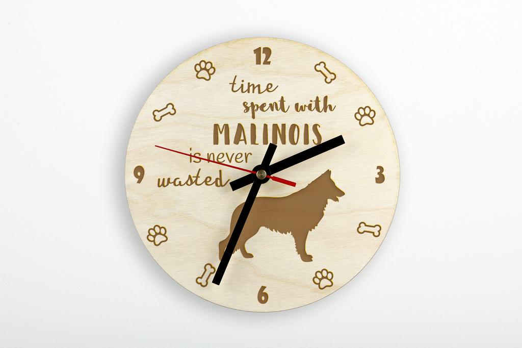 Malinois Belgian Shepherd Dog - clock with dog, wooden clock with engraving, personalised clock by Art-Dog