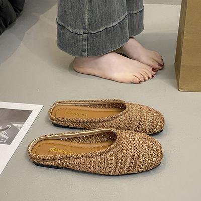 2025 новая плетеная дышащая сумка, тапочки с закрытым носком, верхняя одежда, круглый носок, толстая подошва, сланцы, удобная мягкая подошва, крутые тапочки