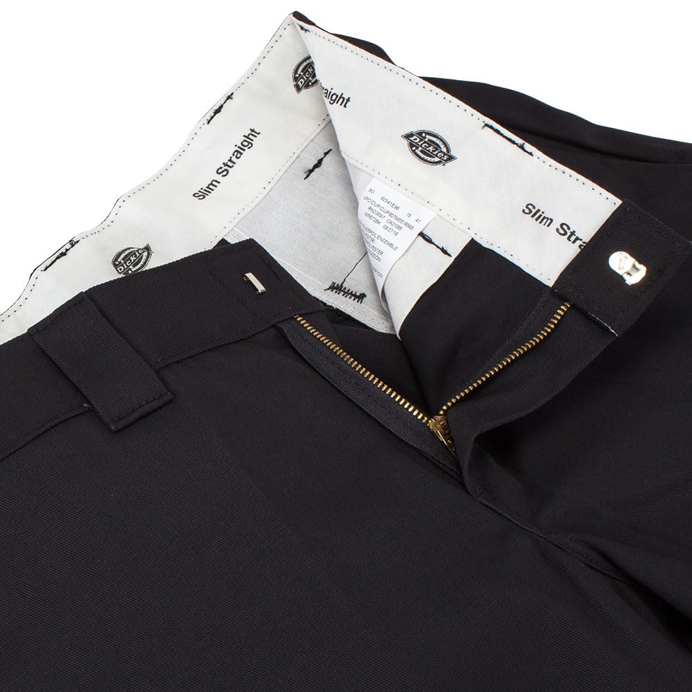 Брюки Dickies Slim Fit с низкой посадкой WP873, Мужские рабочие брюки чинос, Большие размеры, Черные (BK), W42L32 [Параллельный импорт]