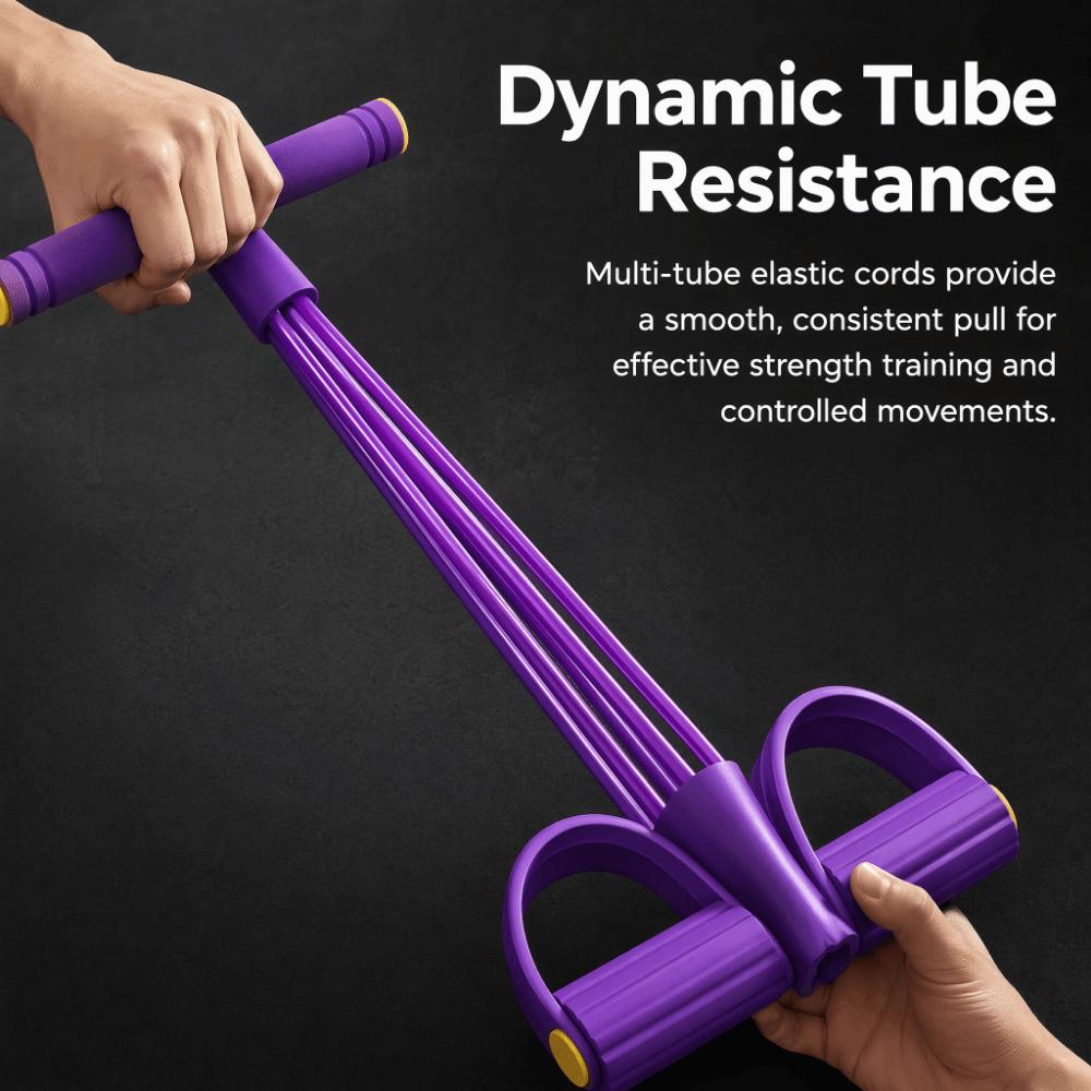 2PCS 4 Tube Pedal Resistance Band 6 Tube Foot Pedal Exerciser Durable Sit up Trainer Arm Training