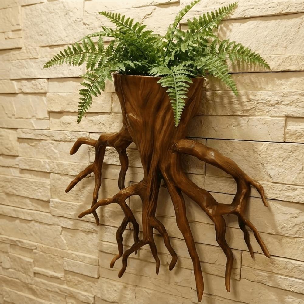 Decorative Hanging Flower Pot Tree Root Shape Plant Container Wall Decoration Office Decor