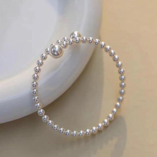 Women Bracelet Faux Pearl Elastic Warm Luster Minimalist Fit Bracelet Design Easy on Off No Clasp