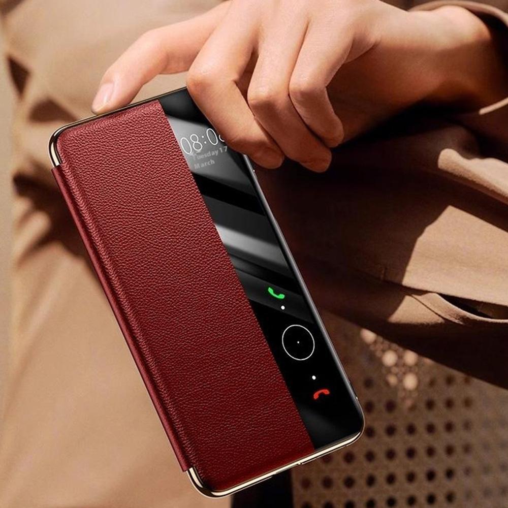 Чехол для Huawei Mate 70 Pro+/Mate 70 Pro из натуральной коровьей кожи с окошком для просмотра, чехол для смартфона