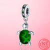 Fine 925 Sterling Silver Green Murano Glass Turtle Fit Fashion Bracelet Silver Jewelry Gift