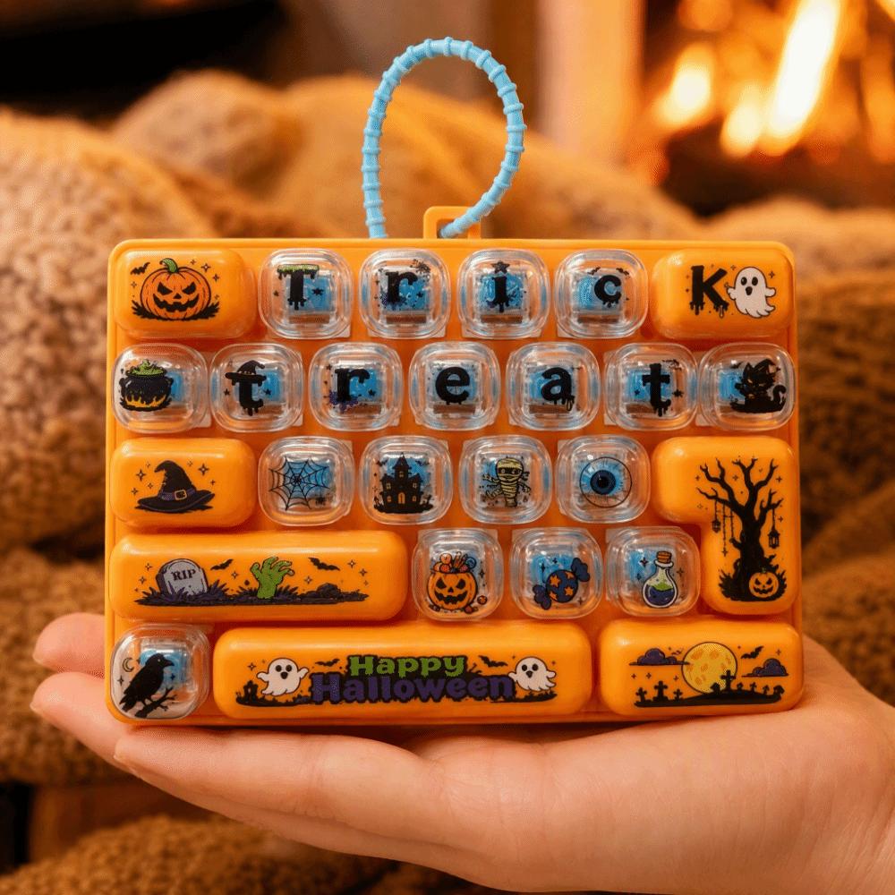 Cute Design Decompression Button Toy 26 Key Halloween Keyboard Keychain Popular Pendant