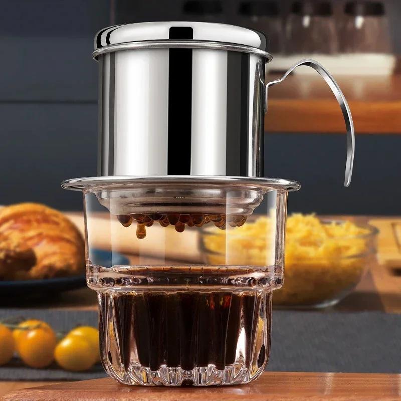 Stainless Steel 304 Vietnamese Coffee Filter Cup Drip Pot Simple and Portable Household Coffee Filter Cup Traditional Tool