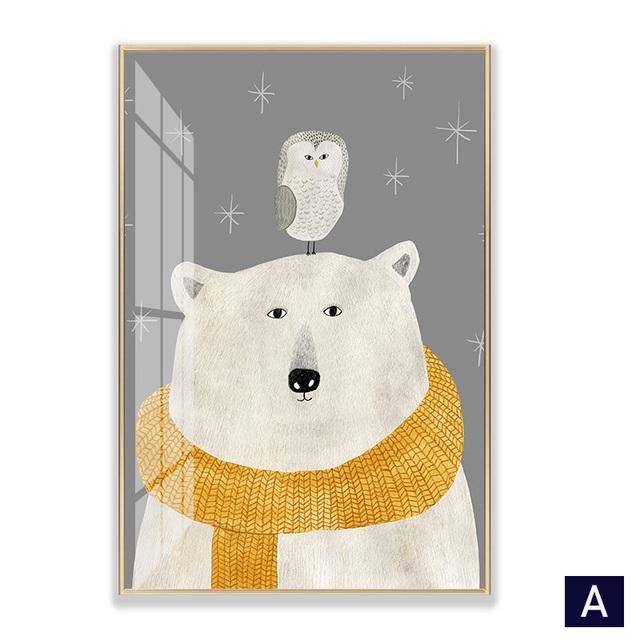 Лиса Кролик Медведь Олень Детская Настенная Картина Холст Картины Плакаты Мультфильм Животное в Свитере Принт Настенные Панно Декор Для Детской Комнаты