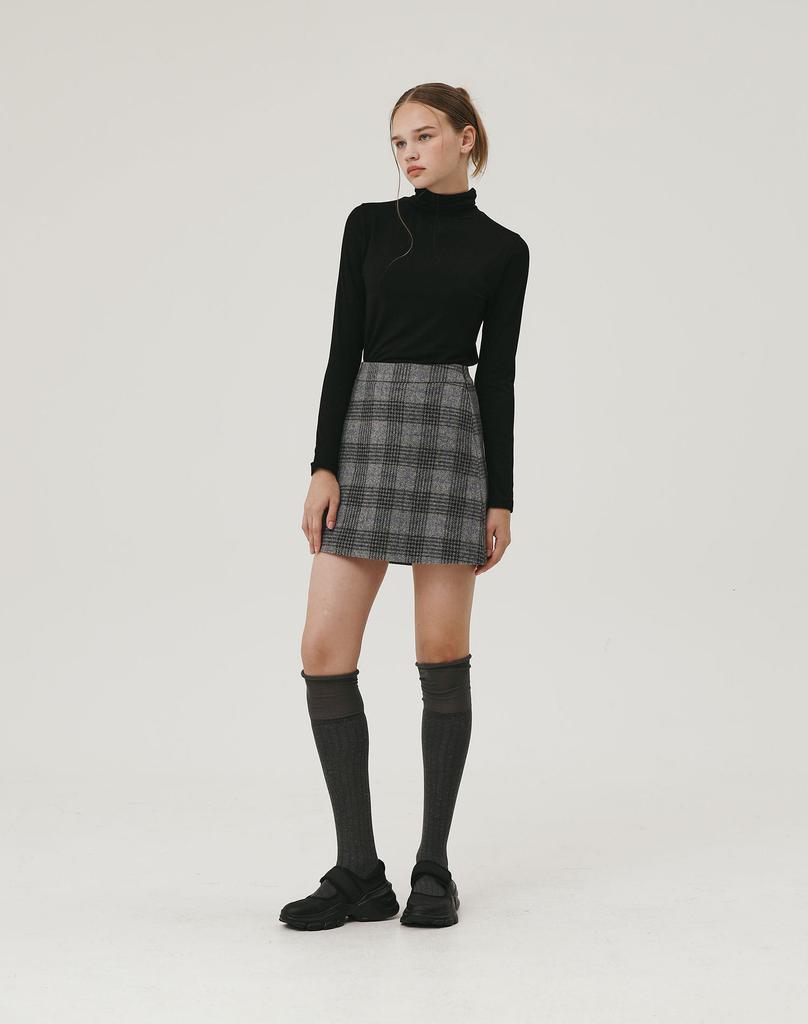 G Mar Classic Wool Skirt Gray Check