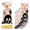 50Pcs Halloween Gift Bag Set - Cartoon Pumpkin and Ghost Design Self Sealing Plastic Candy and Snack Bag Suitable for Parties