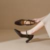 New High Heels Soft Sole Summer Retro Thick Heel with Mary Jane Shoes Women's Leather Single Shoes