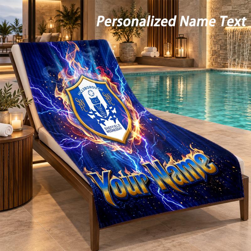 Пляжное полотенце с индивидуальным текстом Sheffield Wednesday FC, большое полотенце для дома, ванной комнаты, пляжа