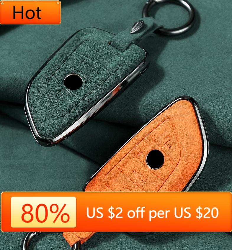 Interior Mouldings Car Alcantara Key Case Cover Holder Chain For BMW G20 G30 X1 X3 X4 X5 G05 X6 F20 G21 f40 f80 35i 3 5 7 Interi