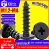 Black Thin Head Cross Tapping Screws with Large Flat Head, Available In M2/M2.3/M3/M4 Sizes