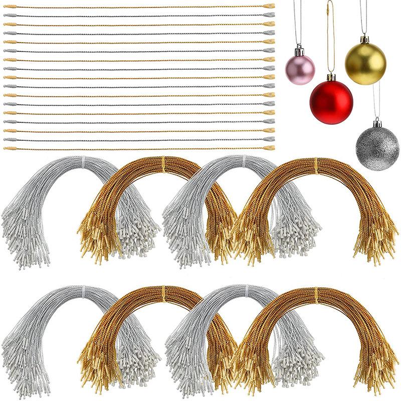100Pcs 20CM Tag Ropes Christmas Tree Ball Ornaments Hanger String Ribbon Hook Precut With Snaps Locking For Xmas Label Lanyard