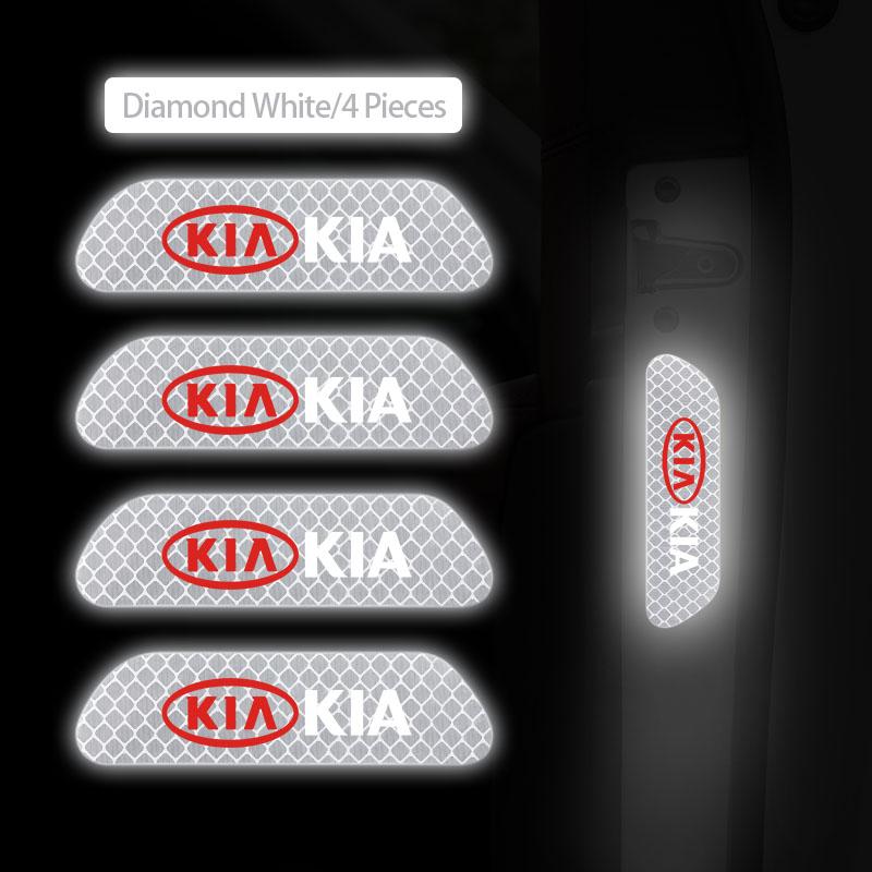 BJMISK1 4Pcs Car Stickers Door Opening Reflective Warning Sticker Valve For KIA K5 K9 Sorento Ceed Sportage Carnival Stinger Niro Soul