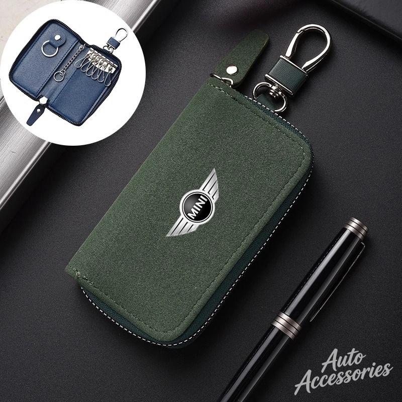 Leather Car Key Case Multifunction Unisex Zipper Wallet Accessory For Bmw Mini Cooper Clubman Countryman R57 R58 R59 R60 sticker w3