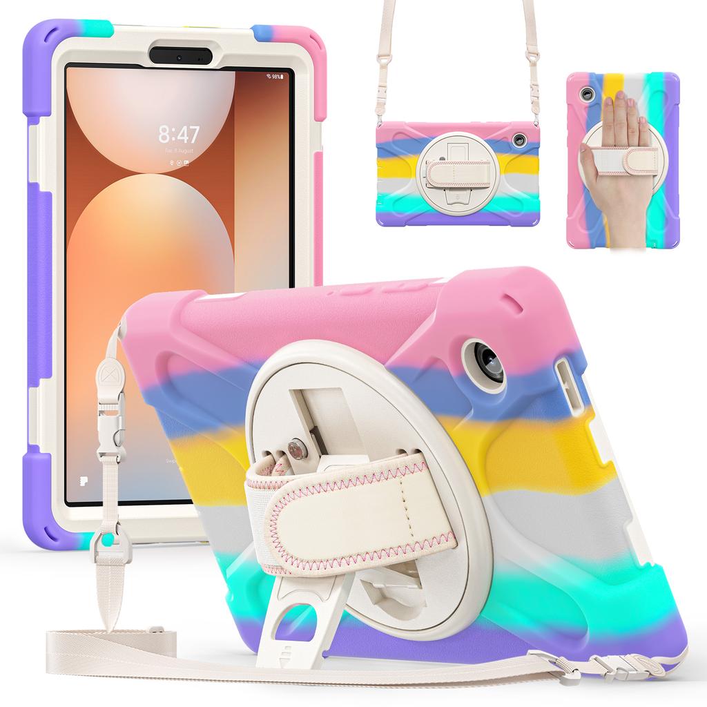 Kickstand Case for Samsung Galaxy Tab A11 2025 8.7 Inch SM-X133 SM-X135 360 Rotating 3-Layers Hybrid Cover with Shoulder Strap