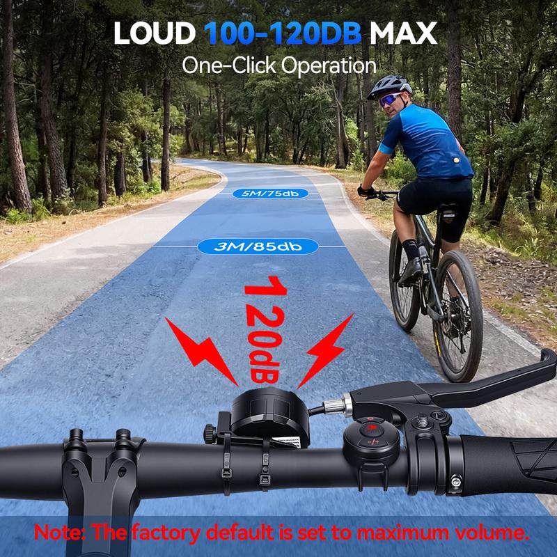 Rockbye Bicycle Electric Bell Horn 120dB USB Charge MTB Scooter Road Bike Handlebar Horn 6 Modes Alarm Ring Remote Control