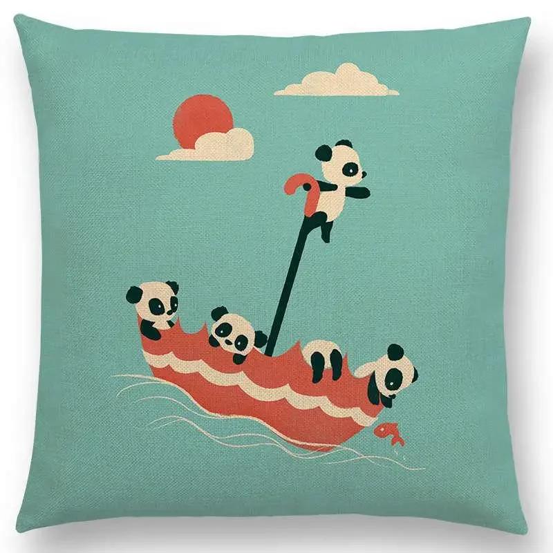 Последние мультяшные животные Милая акула Кошка Птица Жираф Пингвин Кит Белый медведь Бегемот Панда Чехол для подушки Автомобильный диван Наволочка