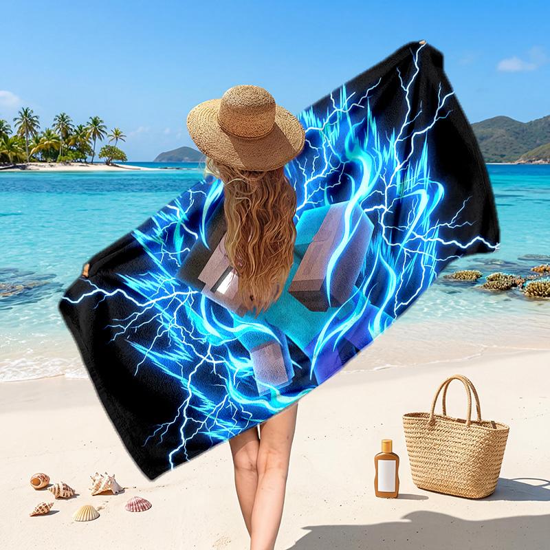 Minecraft Printed Swim Towel, Portable Water Absorbent Towel for Beach Camping Daily Bathroom Use