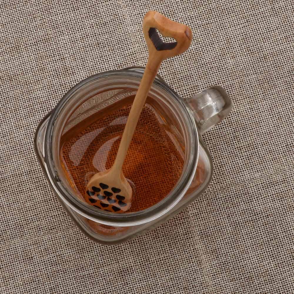 Comb Kitchen Wooden Long Handle Drizzler Handmade Mixing Stick Spoon Honey Dipper Stirrer