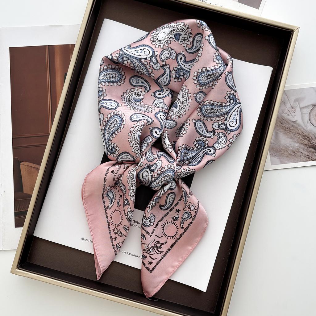 1pcs Luxury Square Scarf Cashew Print Bandana Women's Imitation Silk Scarf Casual Decoration 70cm Neckerchief Headband