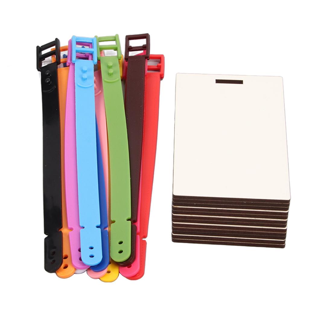 12PCS Blank Luggage Tags Density Board Plastic Double Sided Printable DIY Suitcase Baggage Tags