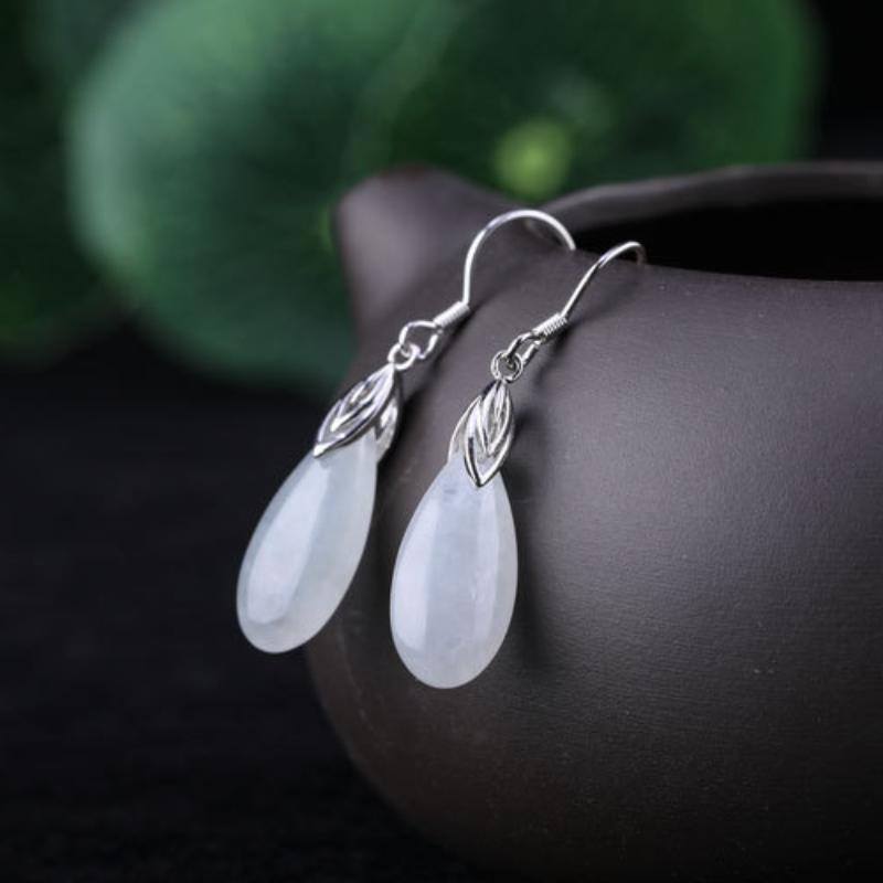 Танциз стерлингового серебра 925 пробы нефритовый циркон серьги серьги-капли для женщин подарки на свадьбу
