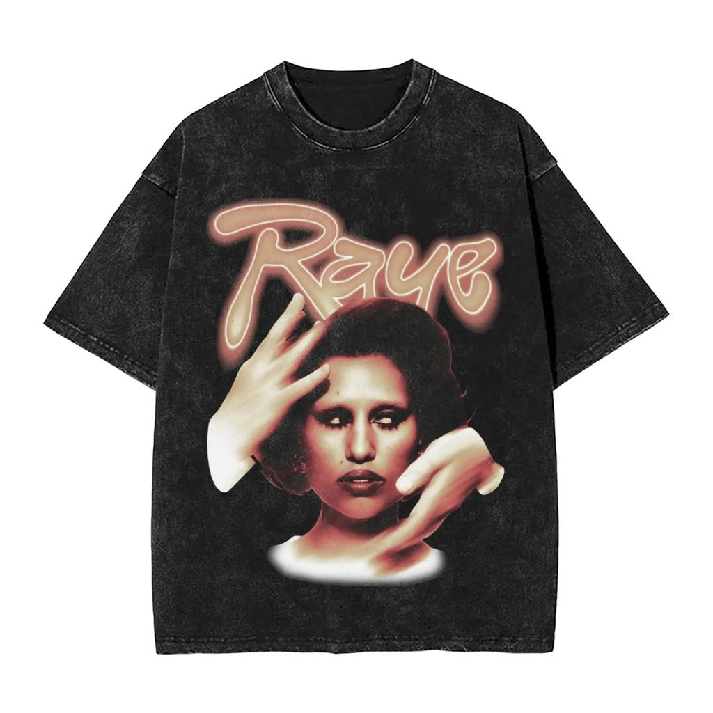 Pop Singer Raye New Album Poster Print TShirt Men Women Vintage Washed Harajuku Fashion Oversize Top Cotton Solf Summer New Top