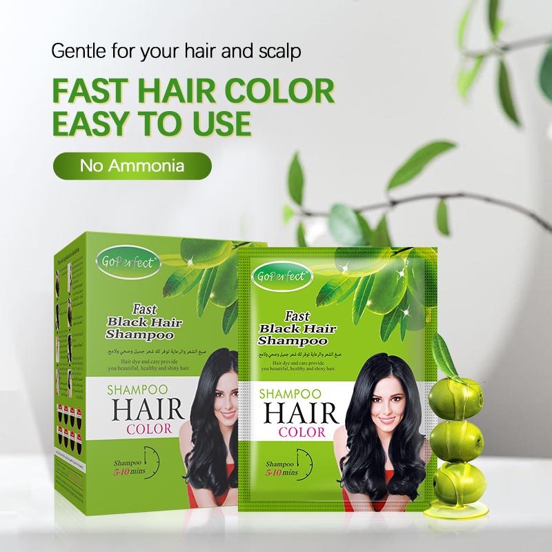 Hair Color Shampoo (30ml X 2 Sachets),Ammonia-Free Natural Permanent Hair Color for Men and Wome,Colors Hair In Minutes,Long Lasting Colour(black)