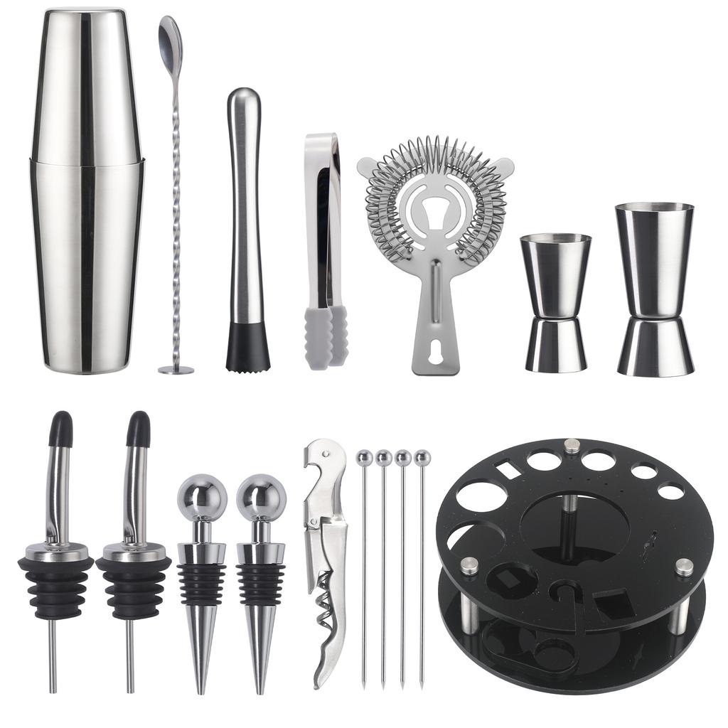 Набор шейкеров для коктейлей начального уровня Барный шейкер Ручной стакан Вращающаяся стойка для хранения Полный набор инструментов для бармена