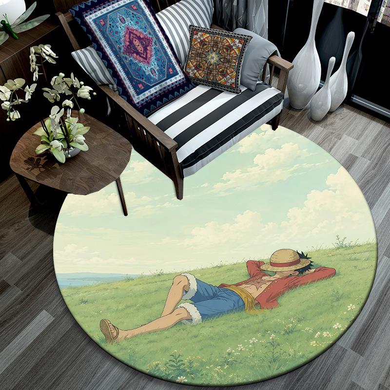 One Piece2 Round Area Rug,Carpet Rug for Living Room Bedroom Sofa Playroom Decor,Non-slip Floor Mat
