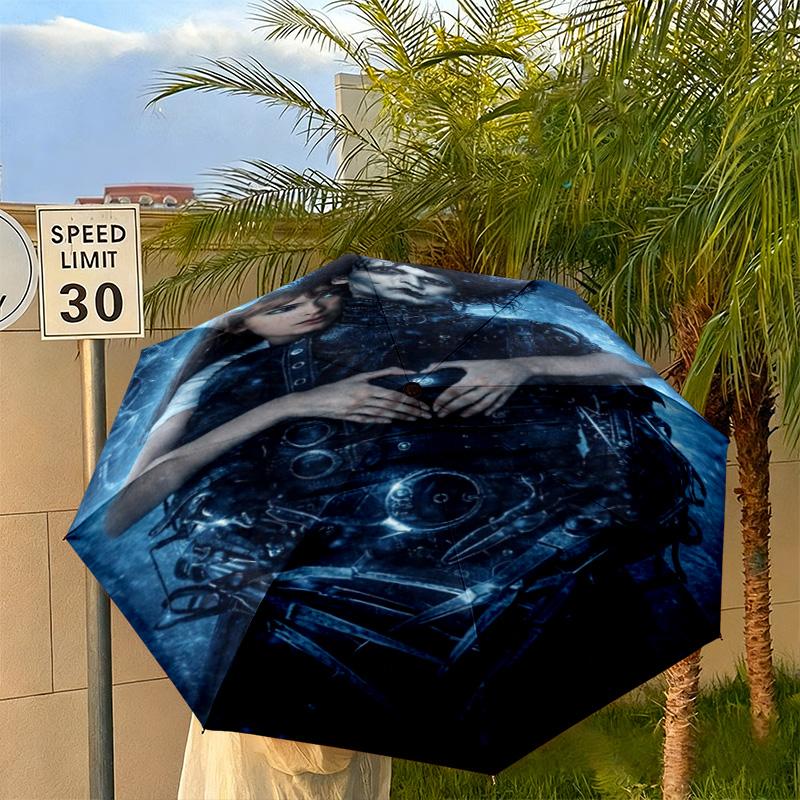1PC Edward Scissorhands Mugshot Automatic Umbrella - Suitable Travel Outdoor Portable Umbrella Birthday Gift Daily Essentials